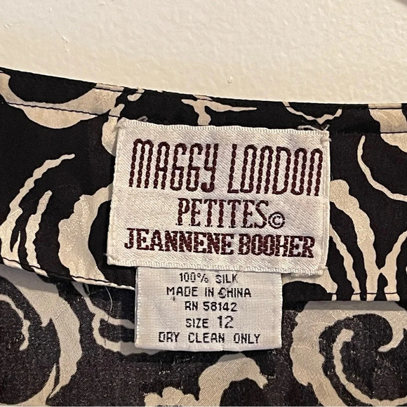 Vintage Maggie London Jeannene Booher Silk Dress Black Double Breast padded 12 - Picture 5 of 11